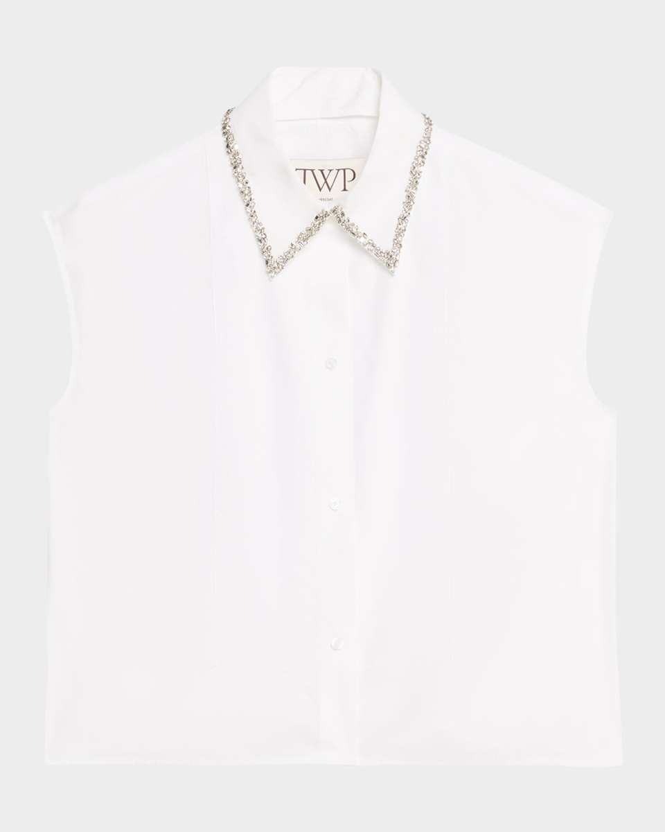 Cap-Sleeve Top with Beaded Collar